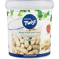 LOCK & LOCK Easy Essentials Twist Food Storage lids/Airtight containers, BPA Free, Tall-30.4oz Clear