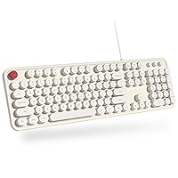 Dilter USB Wired Computer Keyboard - Full Size Office Keyboard with Number Pad, Caps Indicators, Foldable Stands, for PC Laptop Desktop Windows 7 8 10 (Creamy White)