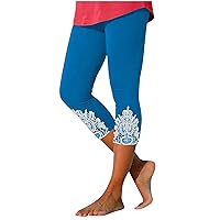 Rvidbe Leggings for Women Tummy Control Women's 2024 Summer Pants High Waist Yoga Capris Casual Beach Lace Cropped Leggings