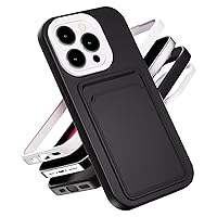 Cell Phone Cases Compatible with iPhone SE 2022/2020/iPhone 7/iPhone 8 Case, Soft TPU Phone Cover with Credit Card Holder Slot on Back, Black