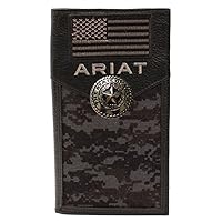 Custom Texas Silver Seal and American Flag Ariat Black Digital Camo long wallet