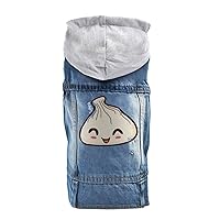 Dumpling Dog Denim Jacket - Kawaii Dog Denim Coat - Cool Dog Clothing - L