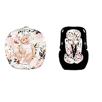 DILIMI Newborn Lounger Cover, Infant Car Seat Insert, Pink Flower