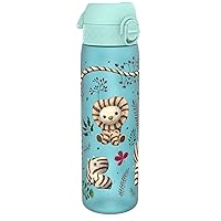 Ion8 Water Bottle, 500 ml/18 oz, Leak Proof, Easy to Open, Secure Lock, Dishwasher Safe, BPA Free, Hygienic Flip Cover, Carry Handle, Easy Clean, Odor Free, Carbon Neutral, Blue, Zebra Fans Design