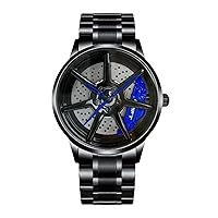 DriftElement Men's Rim Watch, Motorsport Watch In 3D Rim Design, Made Of Stainless Steel, Custom Designer Watch With Mineral Glass, Quartz Watch, blue