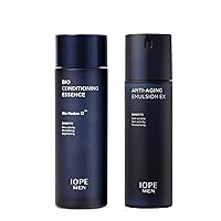 IOPE Men Bio Essence & Emulsion - Anti Aging Men Intensive Conditioning Facial Serum, Anti Wrinkle Face Cream for Men With Natural Ingredients