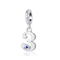 Lucky Number 1 2 3 4 5 6 7 8 9 Charm Initial Heart CZ Dangle Bead for Pandora Charm Bracelet