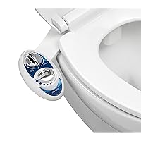 LUXE Bidet NEO 185 - Self-Cleaning, Dual Nozzle, Non-Electric Bidet Attachment for Toilet Seat, Adjustable Water Pressure, Rear and Feminine Wash (Blue)