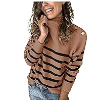 Sweaters for Women Casual Fall Long Sleeve Turtleneck Loose Chunky Knitted Pullover Sweater Jumper Tops