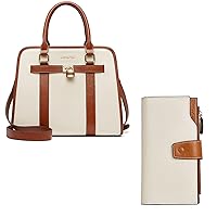 BOSTANTEN Women Leather Handbags Designer Purses Two Tone Satchel Top Handle Bags Bundle with Womens Wallet Leather Wallets Large Capacity Cash Cluth Zipper Purses