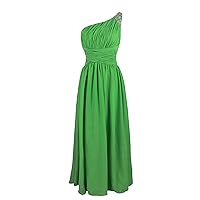One Shoulder Prom Evening Gown Pleated Chiffon Bridesmaid Dresses