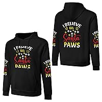 Men And Women Cotton Solid Color Hooded Sweatshirt I Believe In Santa Paws