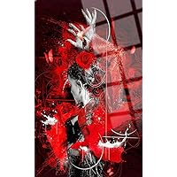 DEKADRON Glass Wall Art Tango Red Themed Wall Decor Home Living Room Entryway Bedroom Decoration Vivid Color, UV Printed Durable and Tempered Glass with Size Options ((70x100cm) 28x40 Inches)