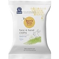 Burt's Bees Baby Face & Hand Cloths, Unscented Cleansing Wipes - 30 Wipes