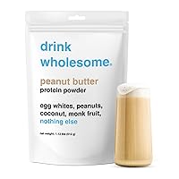 drink wholesome Peanut Butter Egg White Protein Powder | for Sensitive Stomachs | Easy to Digest | Gut Friendly | No Bloating | Dairy Free Protein Powder | Lactose Free Protein Powder | 1.12 lb