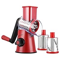 Rotary Cheese Grater Cheese Shredder, 3 Drum Sharp Blades in 1 for Vegetable Chocolate and Nuts, Handheld Rotary with Strong Suction Base,Easy to Clean and Store