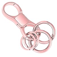 DAYGOS Key Chain Quick Release Key Ring, Heavy Duty Car Keychain Holder Clip with Easy Detachable Valet Key Ring for Men and Women, Birthday Valentine's Day Christmas Gifts, Rose Gold