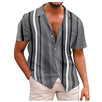 Men's Hawaiian Shirt Fashion Short Sleeve Button Down Summer Tropical Beach Shirts Blouse Comfy Party Tunic Tops