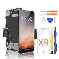 for iPhone XR Screen Replacement Kit COF Full HD LCD Display 3D Touch Digitizer Frame with Repair Tool for Model A1984, A2105, A2106, A2107 Black 6.1 inch