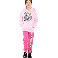 Girls Tracksuit Smile Laugh Love Print Hooded Pullover Hoodie Bottom Jogging Suit Joggers 2 Piece Gift 5-13 Years
