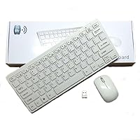 Wireless Keyboard and Mouse Combo, Compact Small Keyboard Mouse Set with 2.4G USB Receiver, Slim Portable Keyboard and Silent Wireless Mouse for Laptop, Computer, Desktop, PC, Windows (White)