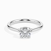 Riya Gems 1.80 CT Cushion Diamond Moissanite Engagement Ring Wedding Ring Eternity Band Vintage Solitaire Halo Hidden Prong Setting Silver Jewelry Anniversary Promise Ring Gift
