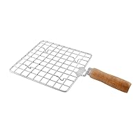 Stainless Steel Square Roasting Net Papad Grill Roti Jali Chapathi Grill with Wooden Handle 7.5 Inches Approx Kitchen Utensils