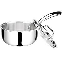 Duxtop Whole-Clad Tri-Ply Stainless Steel Saucepan with Lid, 1.6 Quart, Kitchen Induction Cookware