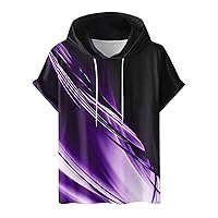 Men's Short Sleeve Hoodies Casual Hooded T-Shirt Workout Gym Sweatshirt for Men Fashion Print Tees Muscle Fit Tops