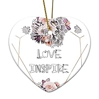 Teach Love Inspire Art, Teacher, School Housewarming Gift New Home Gift Hanging Keepsake Wreaths for Home Party Commemorative Pendants for Friends 3 Inches Double Sided Print Ceramic Ornament.