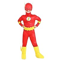 Toddlers Deluxe Classic Flash Costume, Red Superhero Suit for Movie Comic Cosplay, Hero Dress-Up & Halloween