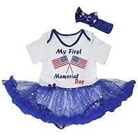 Petitebella USA Flags My First Memorial Day Baby Dress Nb-18m