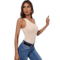 Women's Sleeveless Single Side Sling Solid Color Sexy Top Tank Top