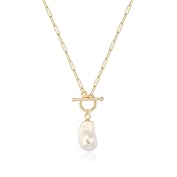 Aobei Pearl 18K Gold Moon Star Lion Evil Eye Pendant Necklace Medallion Paperclip Chian Choker Layering Jewery for Women Girls