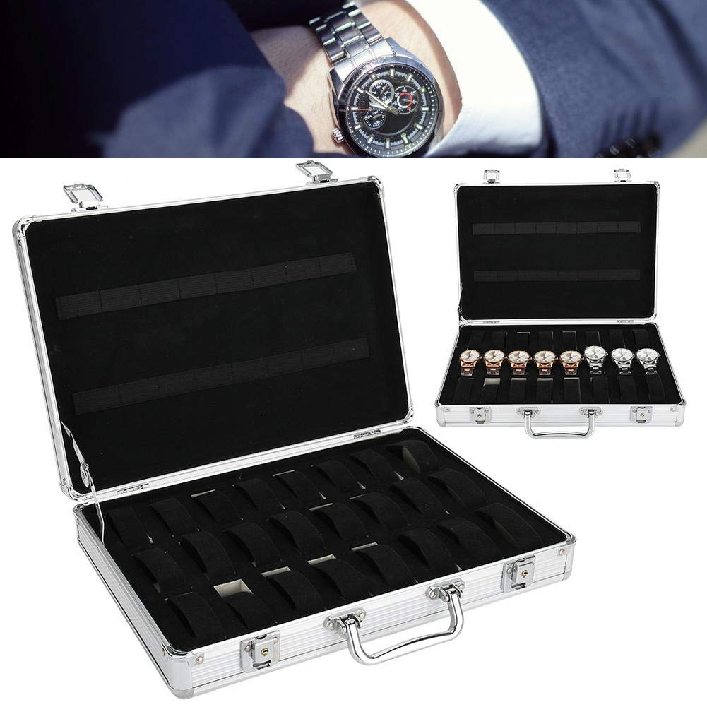 yuyte Watch Storage Box, 32 Grids Aluminum Alloy Suitcase Watch Display Storage Box Watch Organizer Case