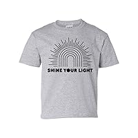 Shine Your Light Youth Unisex Kids Christian Short Sleeve T-Shirt Graphic Tee