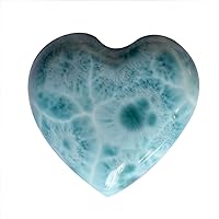 Natural Larimar Cabochon Size 31x31x9 MM Heart Shape Pectolite Stefilia's Stone Dolphin Stone Larimar Suppliers Especially Helpful in Removing Self-imposed Blockages and Constraints