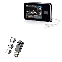 BoxWave Cable Compatible with Tandem t:Slim X2 Insulin Pump - MagnetoSync Mini Adapter, Magnet Charging Cable USB Type-C Micro USB - Jet Black