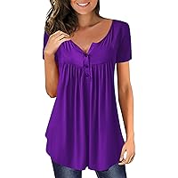 Womens Blouses Casual,Summer Plus Size Short Sleeve Gradient Sexy Top V Neck Trendy Loose Tees T Shirt Blouse