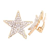 Nice Honey Five-pointed Star Shape Fine Full Rhinestone Fashion Silver/Gold Clip Earrings