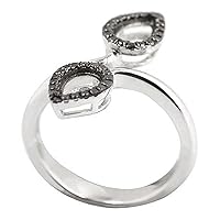 0.01ctw Black Diamond & Solid 925 Silver Ring, Size 7