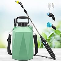Battery Powered Sprayer 1.35Gallon/5L, Electric Garden Sprayer with USB Rechargeable Handle, Weed Sprayer with 3 Mist Nozzles, Telescopic Wand, and Shoulder Strap for Lawn and Garden