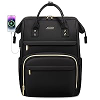 LOVEVOOK Laptop Backpack for Women,17 Inch Professional Womens Travel Backpack Purse Computer Laptop Bag Nurse Teacher Backpack,Waterproof College Work Bags Carry on Back Pack with USB Port,Black