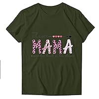 Cute Leopard Mama Letter Shirt Women Tee Tops Summer Casual Short Sleeve Crewneck Mom Blouse