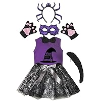 Petitebella Purple Spider Mask Headband Shirt Tutu 7pc Costume Set 1-8y