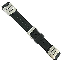 18mm Speidel Express Black Rubber Watch Band with Silver Accent Mens Fits Casio