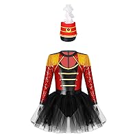 Kids Girls Magician Outfits Circus Costumes with Hat Halloween Costumes Cosplay Dress Up Performance