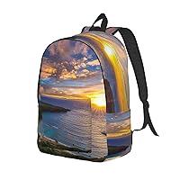 Canvas Backpack For Women Men Laptop Backpack Beautiful Sunrise Travel Daypack Lightweight Casual Backpack