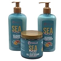 Mielle Sea Moss Blend Collection - Anti-Shedding Shampoo, Conditioner, Hair Masque 3 PCS Bundle Set
