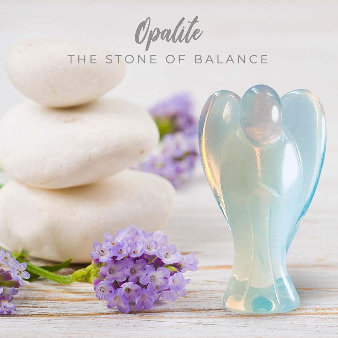 Earth Therapy Original Pocket Guardian Angel with Serenity Prayer Card - Opal Healing Stone Figurine - Bless Yourselves and Your Loved Ones